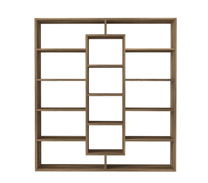 Hanah Home Estantería Escandinava Walnut, Tablero de Partículas Melamina, Nogal, 125x135.7x22cm